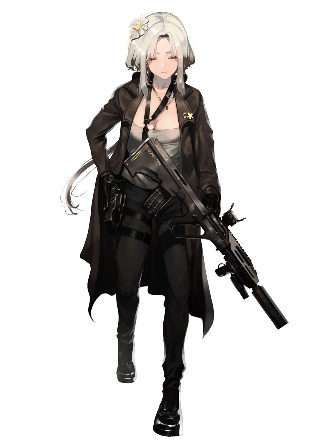 aug_(girls_frontline) cleavage girls_frontline gun ihobus