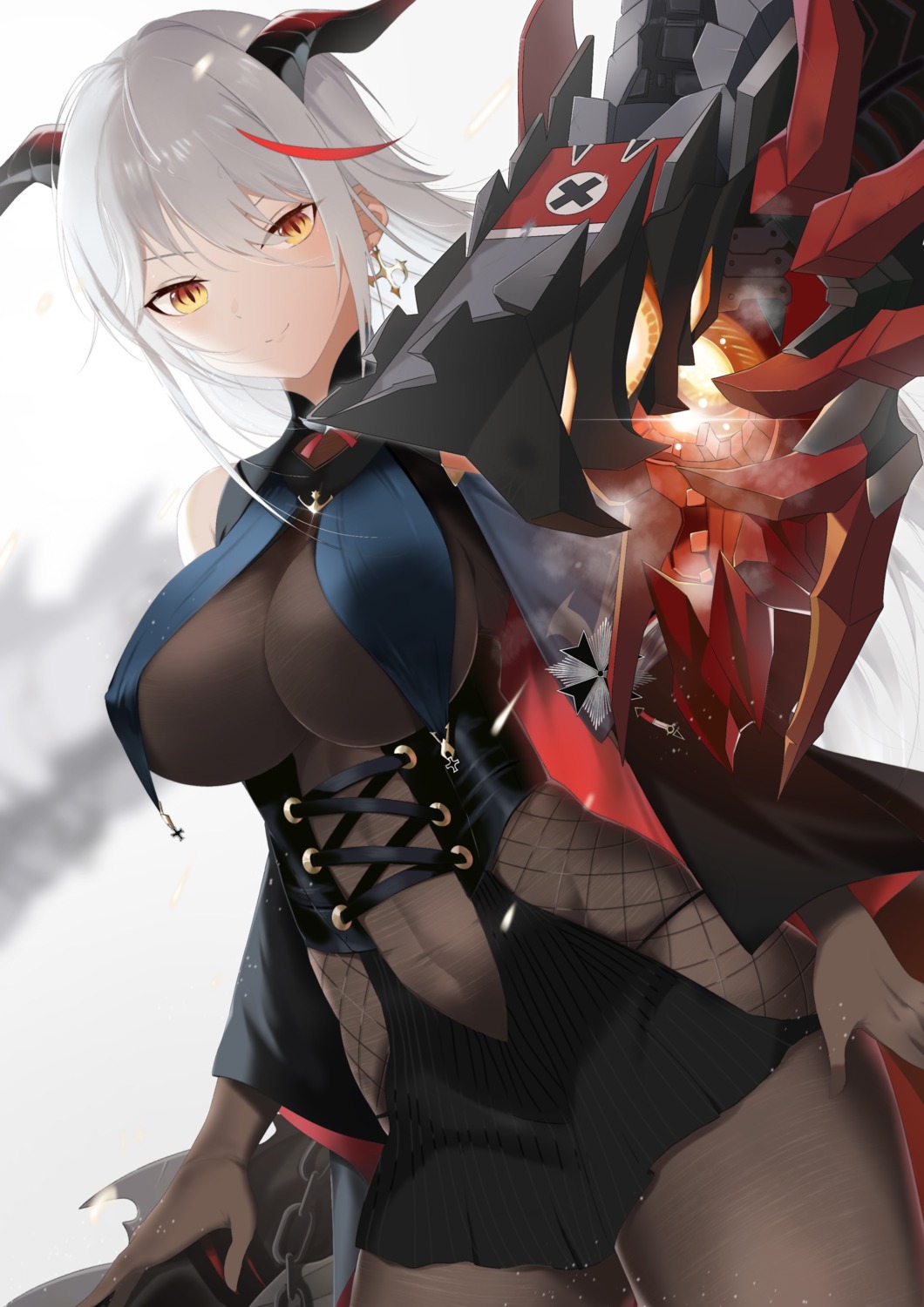 aegir_(azur_lane) azur_lane bodysuit horns oxygen_mask_(oxygenmask233)