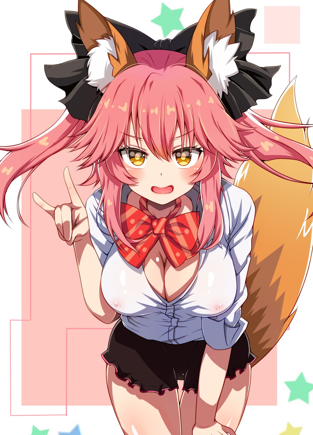 animal_ears fate/extra fate/stay_night nipples no_bra see_through tail tamamo_no_mae tokitoki_(commando)