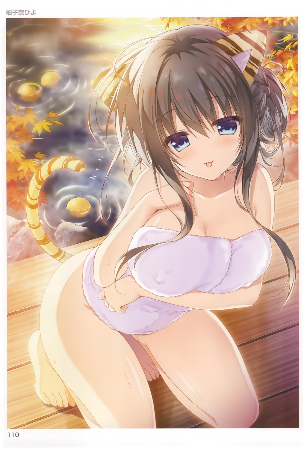 animal_ears breast_hold erect_nipples naked onsen tail toranoana towel yuzuna_hiyo