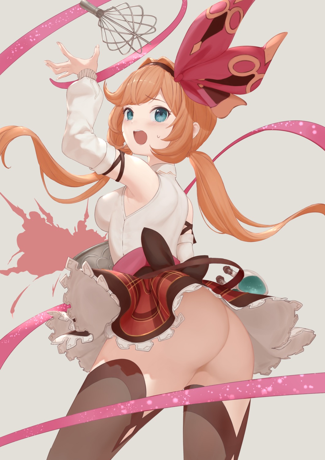 anouetto ass clarisse_(granblue_fantasy) granblue_fantasy nopan skirt_lift thighhighs