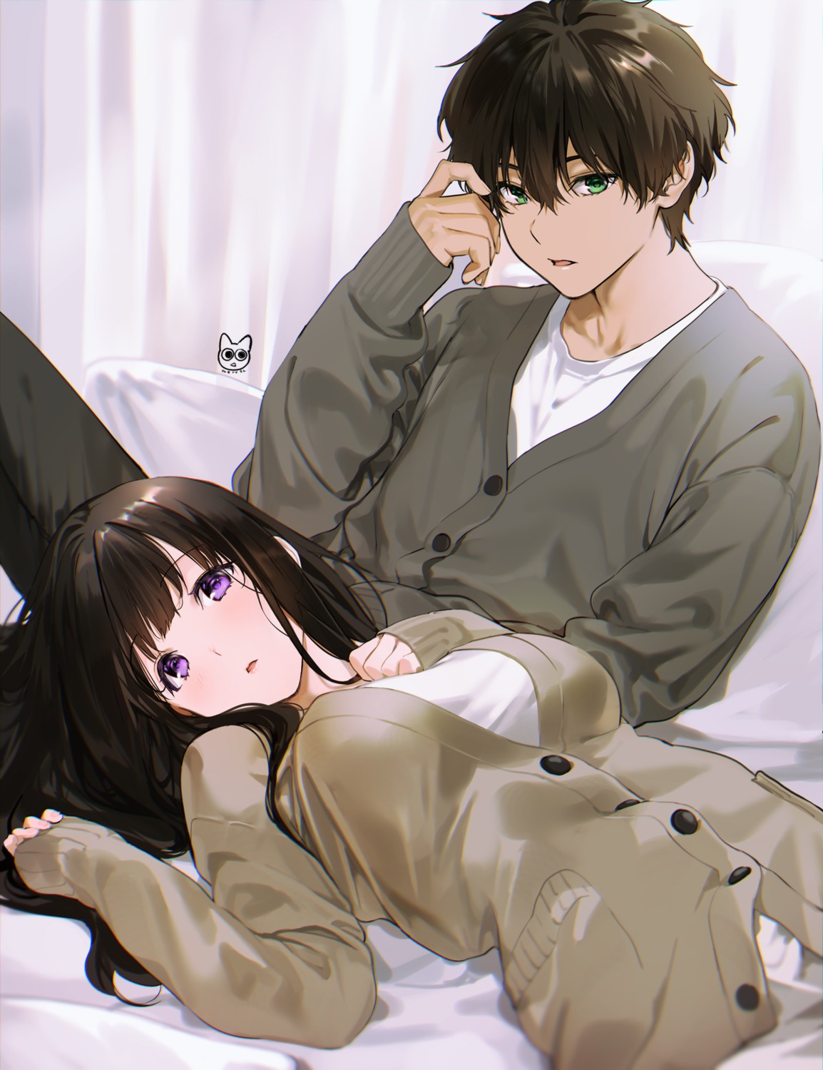 chitanda_eru hyouka mery_(yangmalgage) oreki_houtarou sweater