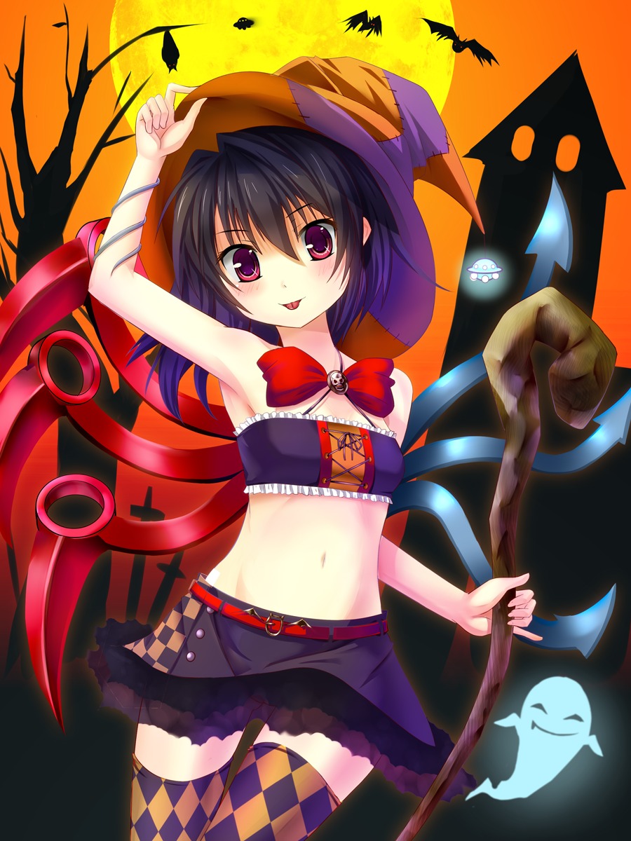 bug halloween houjuu_nue thighhighs touhou wings witch