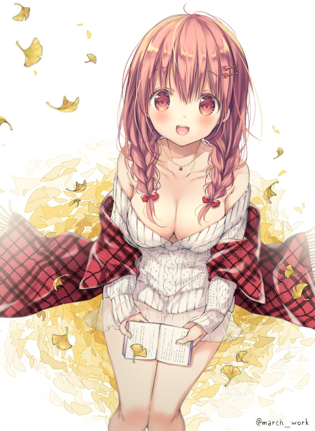 hinako_note mitsuki_(mangaka) no_bra open_shirt sakuragi_hinako see_through sweater