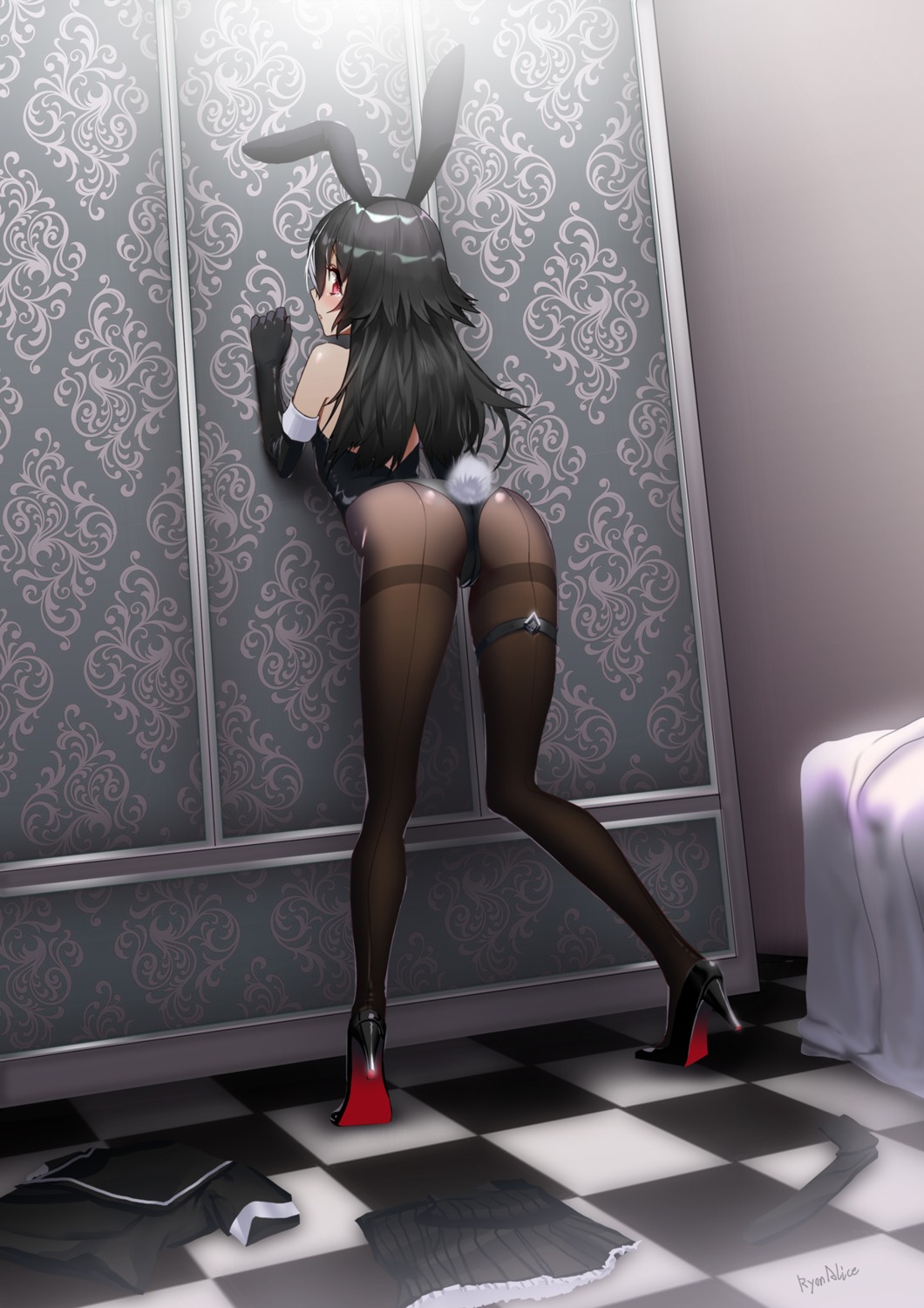 animal_ears ass bunny_ears bunny_girl cameltoe garter heels liyou-ryon pantyhose tail