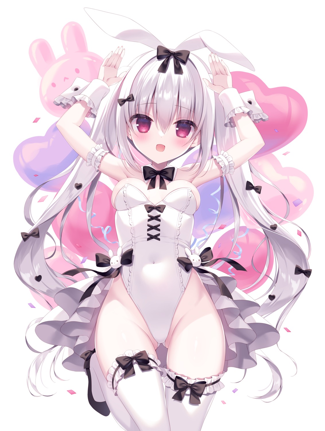 animal_ears bunny_ears bunny_girl garter hasune loli no_bra thighhighs