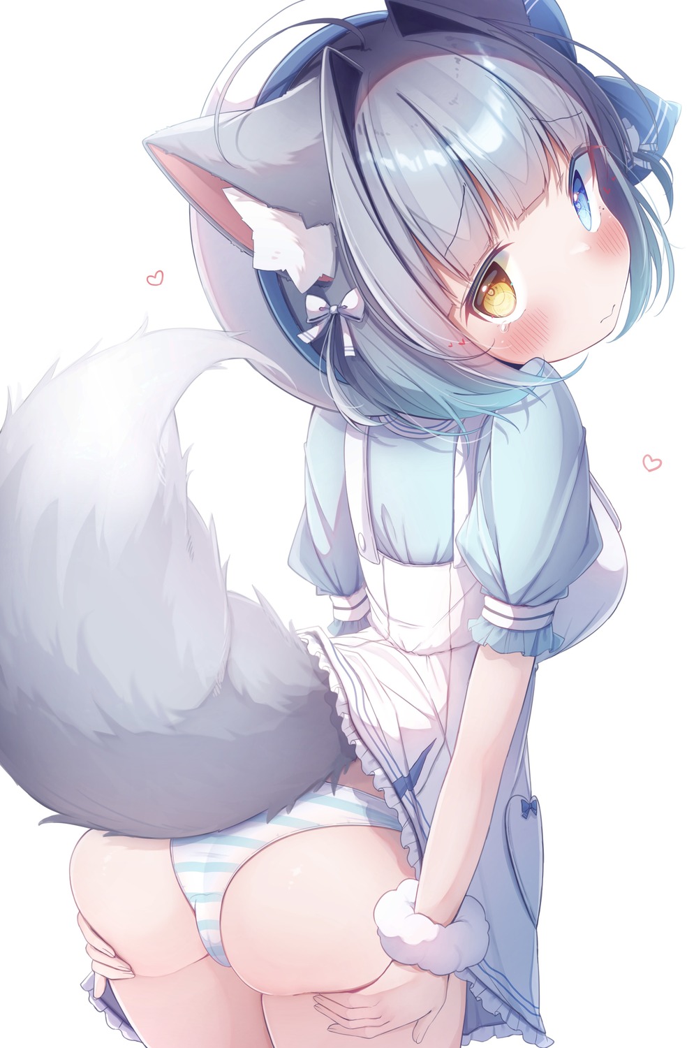 animal_ears ass cameltoe dress heterochromia komugi loli pantsu shimapan skirt_lift tail thong