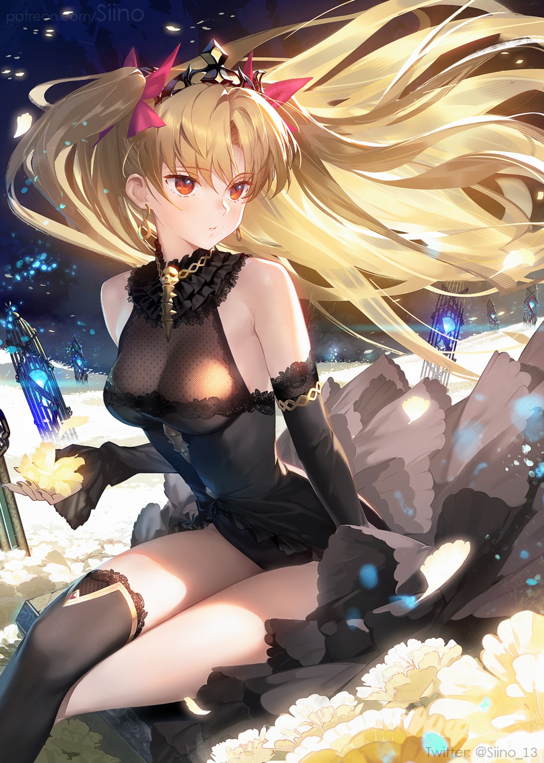 dress ereshkigal_(fate/grand_order) fate/grand_order no_bra see_through siino thighhighs