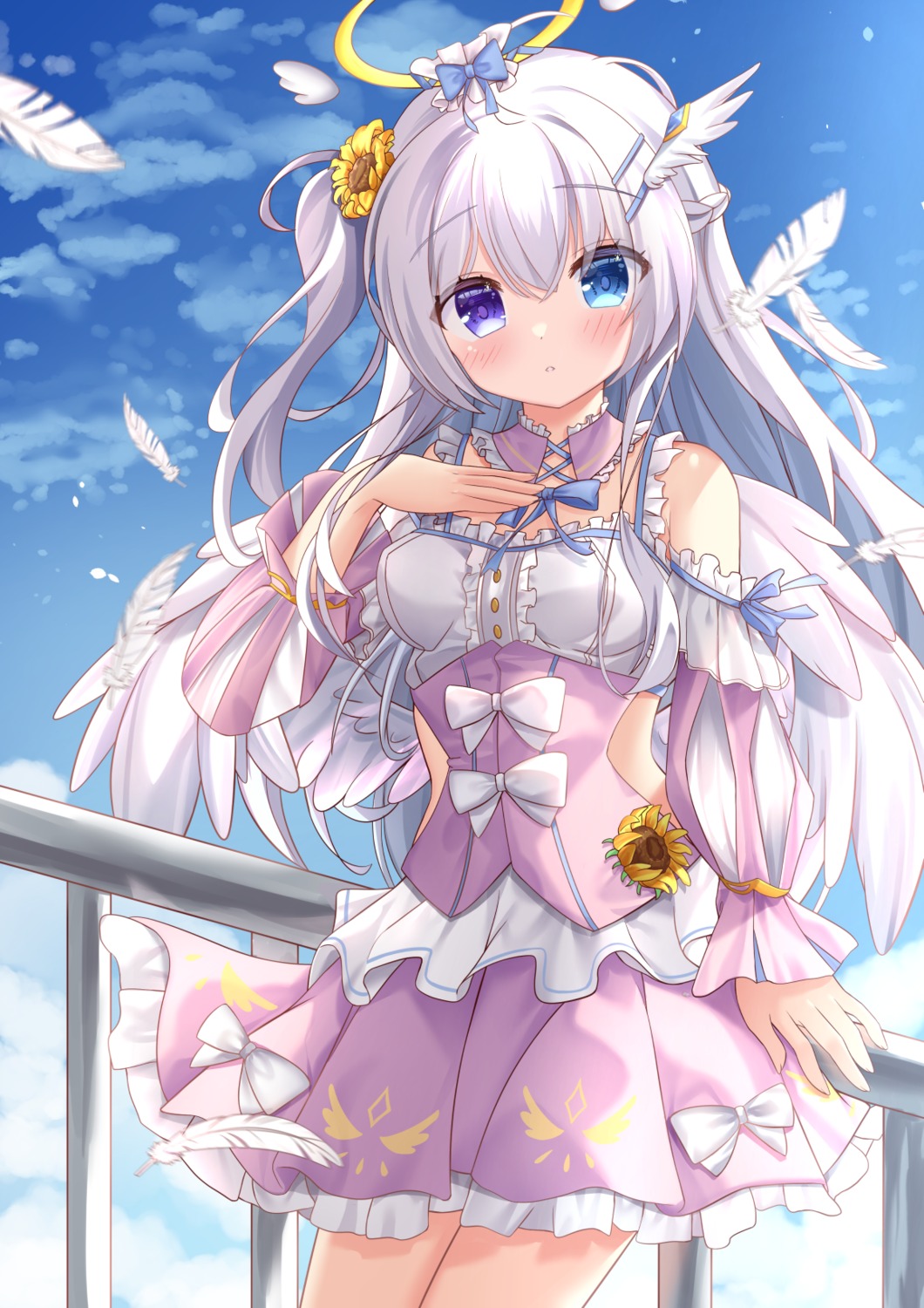 angel dress heterochromia hiyada_yuu wings