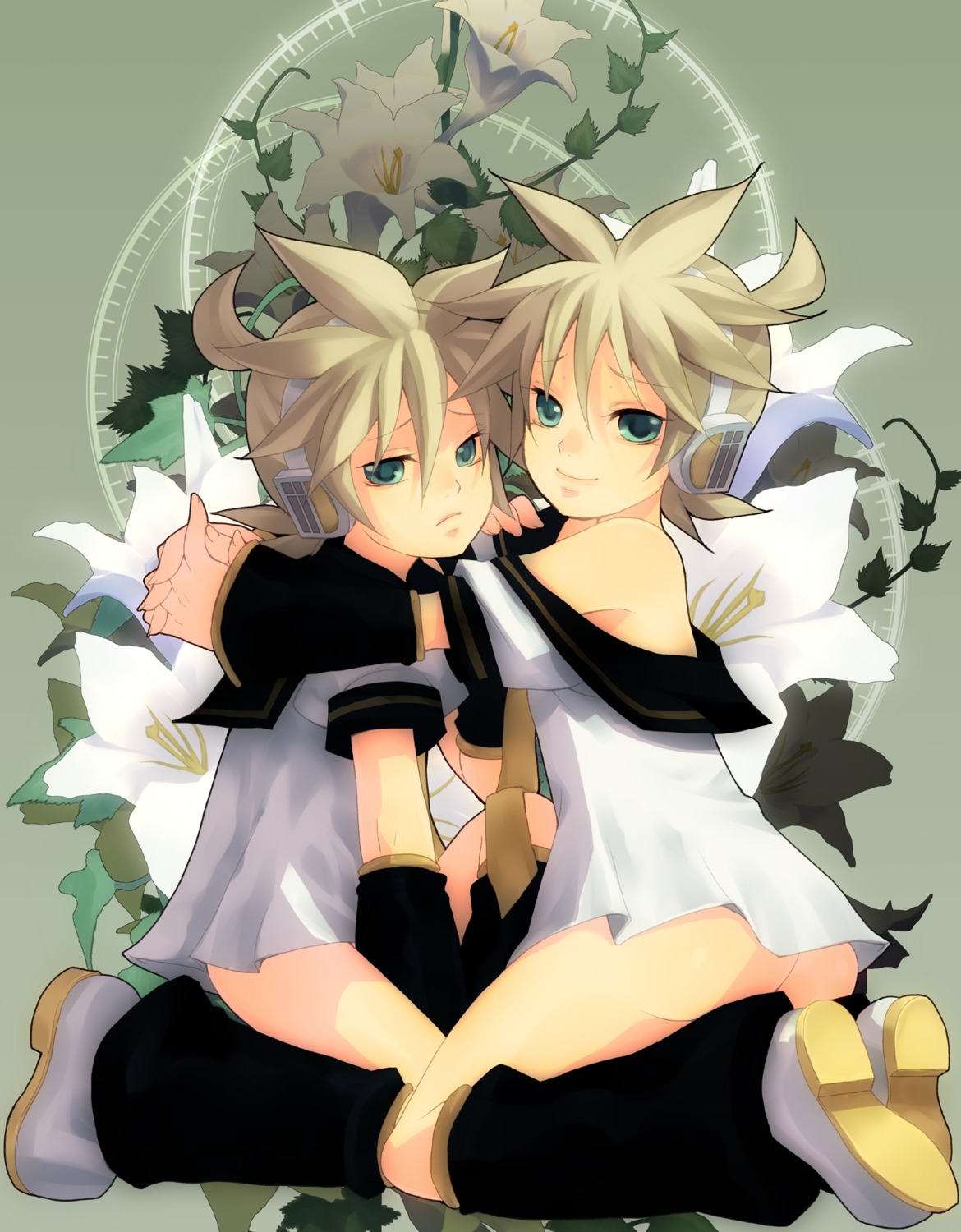 headphones kagamine_len male nopan seifuku shijuuhachi vocaloid