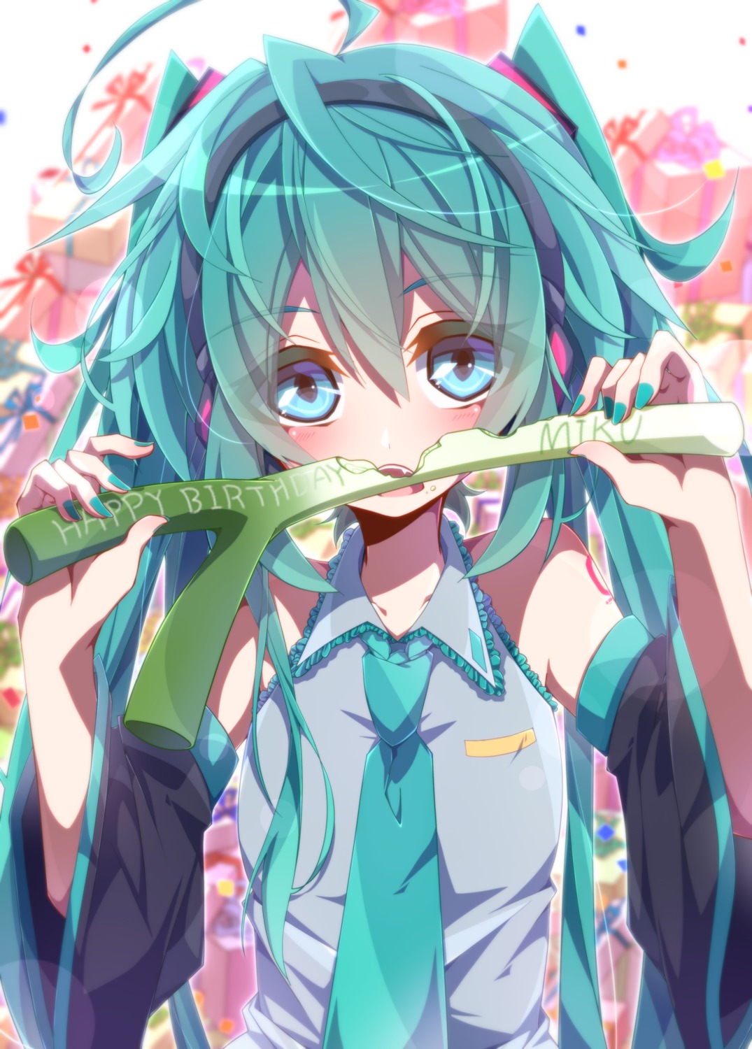 aoki_yato hatsune_miku headphones tattoo vocaloid