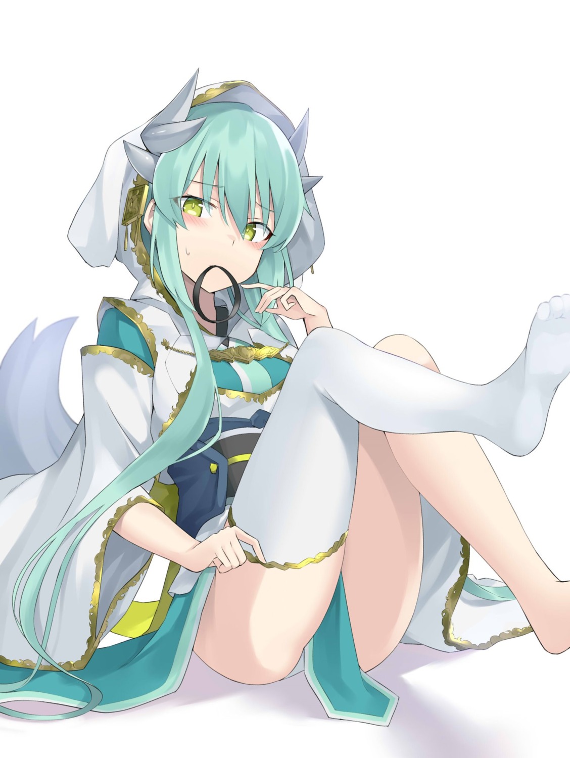 100percent fate/grand_order feet horns japanese_clothes kiyohime_(fate/grand_order) pantsu thighhighs