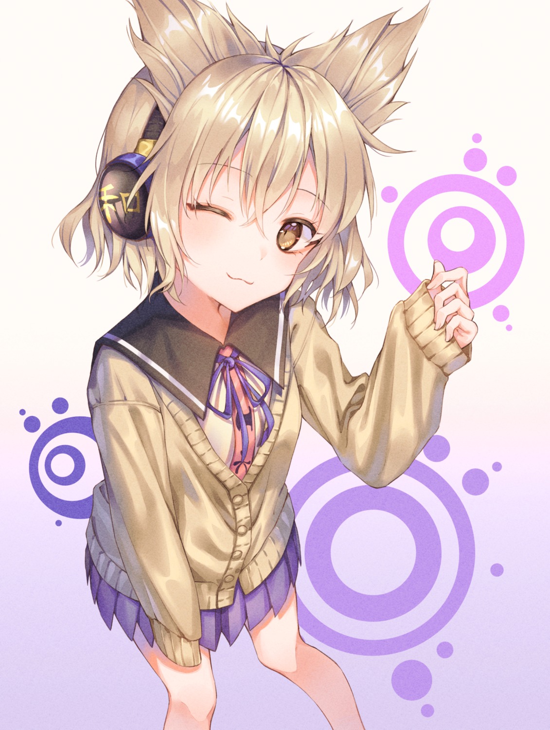 animal_ears cha_chya headphones seifuku sweater touhou toyosatomimi_no_miko