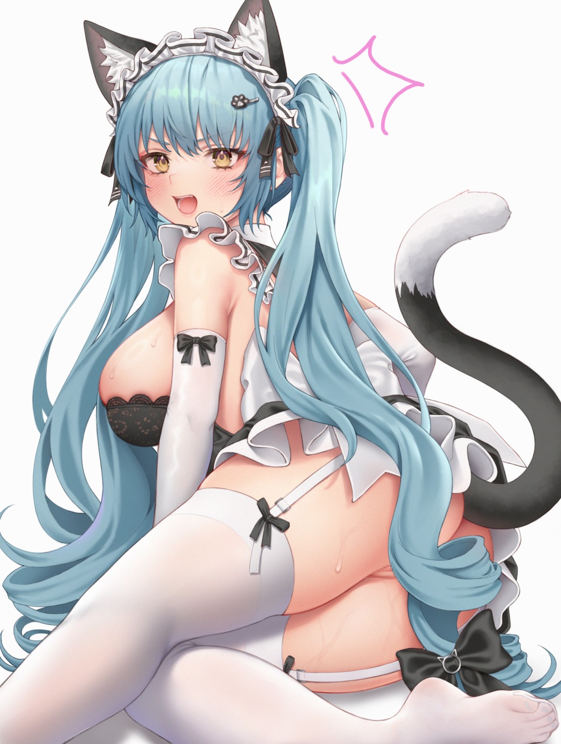 animal_ears ass censored goddess_of_victory:_nikke maid nekomimi no_bra nopan privaty pussy skirt_lift stockings tail thighhighs zhaofeng_yinyue