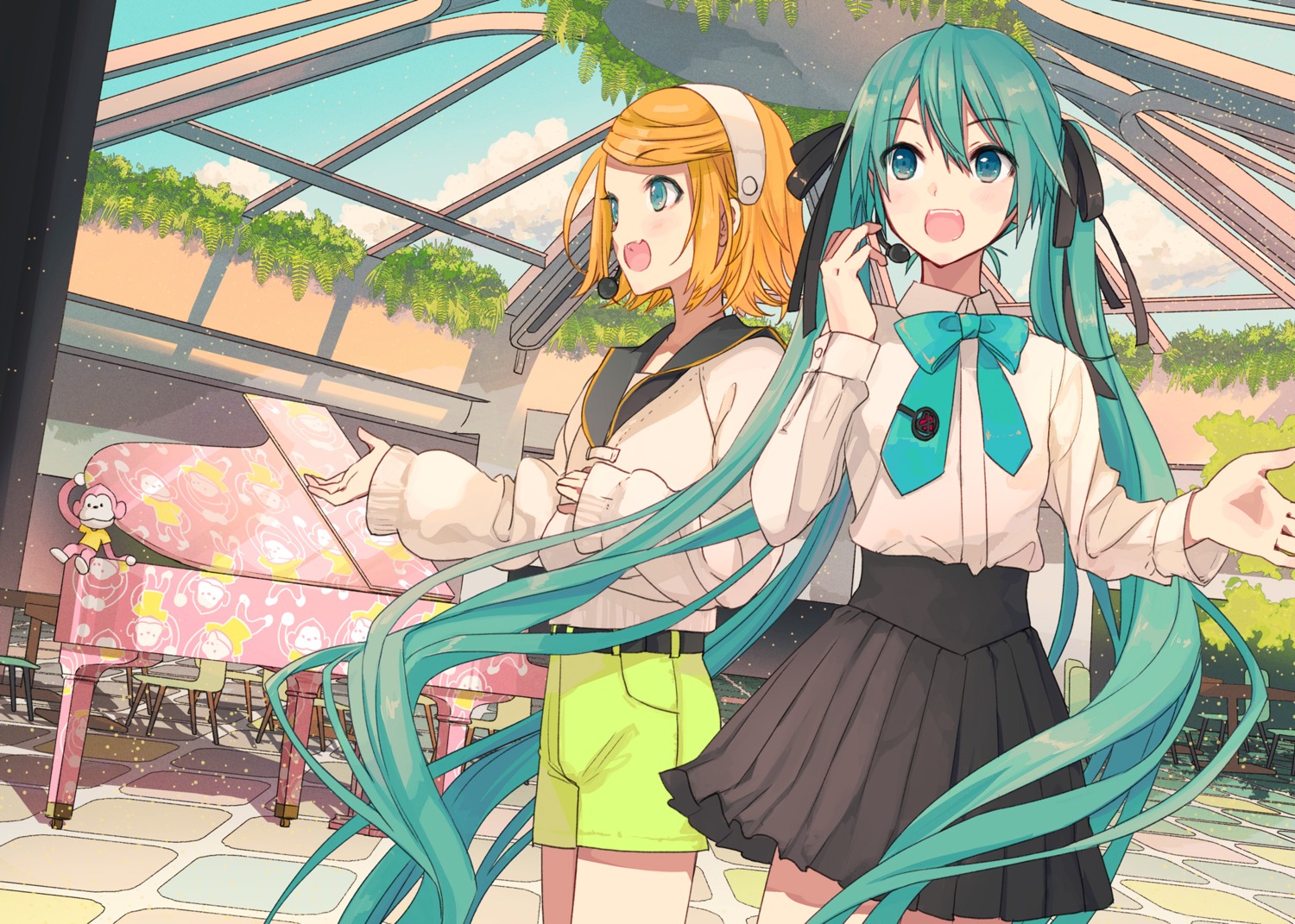 hatsune_miku ixima kagamine_rin sweater vocaloid