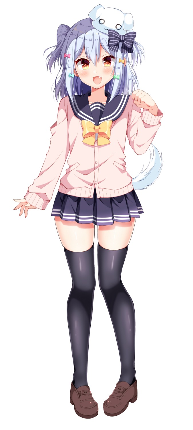 inuyama_tamaki seifuku sweater tail thighhighs trap tsukudani_norio tsukudani_norio_channel