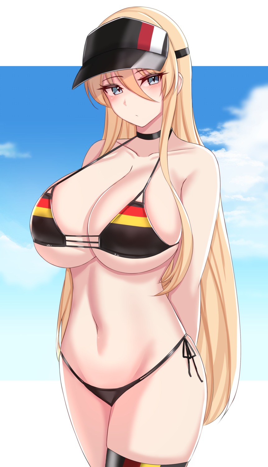 azur_lane bikini bismarck_(azur_lane) kanta swimsuits thighhighs