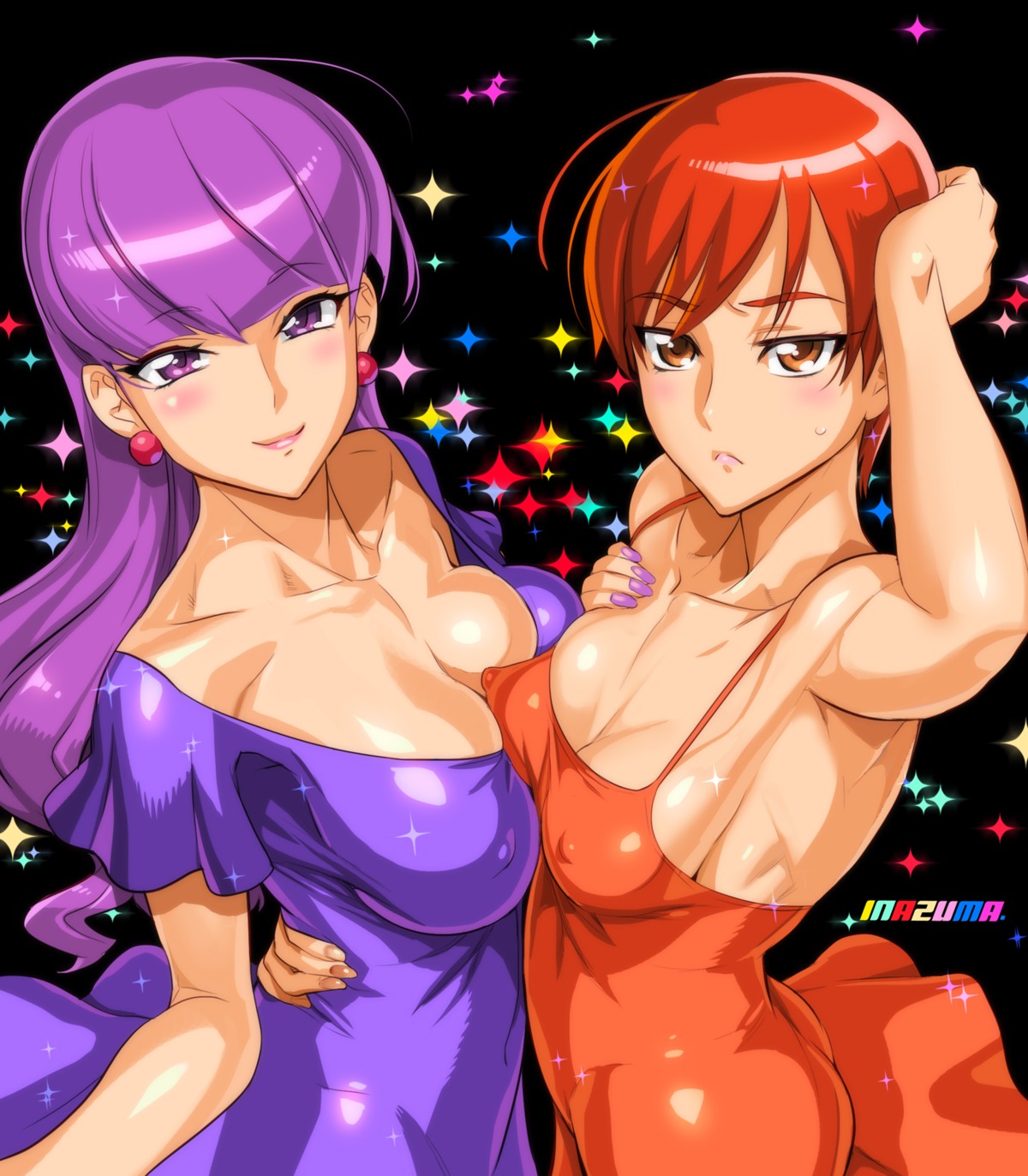 cleavage dress erect_nipples inazuma kenjou_akira kirakira_precure_a_la_mode kotozume_yukari no_bra precure