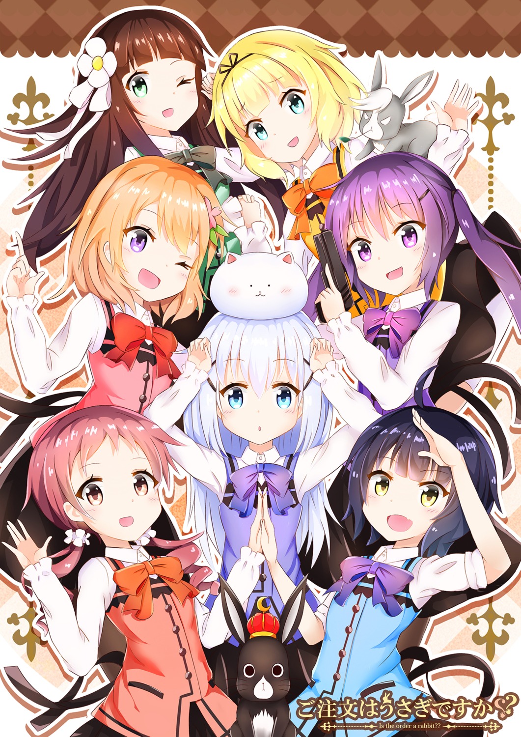 anko_(gochiusa) gochuumon_wa_usagi_desu_ka? gun hoto_cocoa jouga_maya kafuu_chino kirima_sharo natsu_megumi sylphine_(artist) tedeza_rize tippy_(gochiusa) ujimatsu_chiya waitress wild_geese