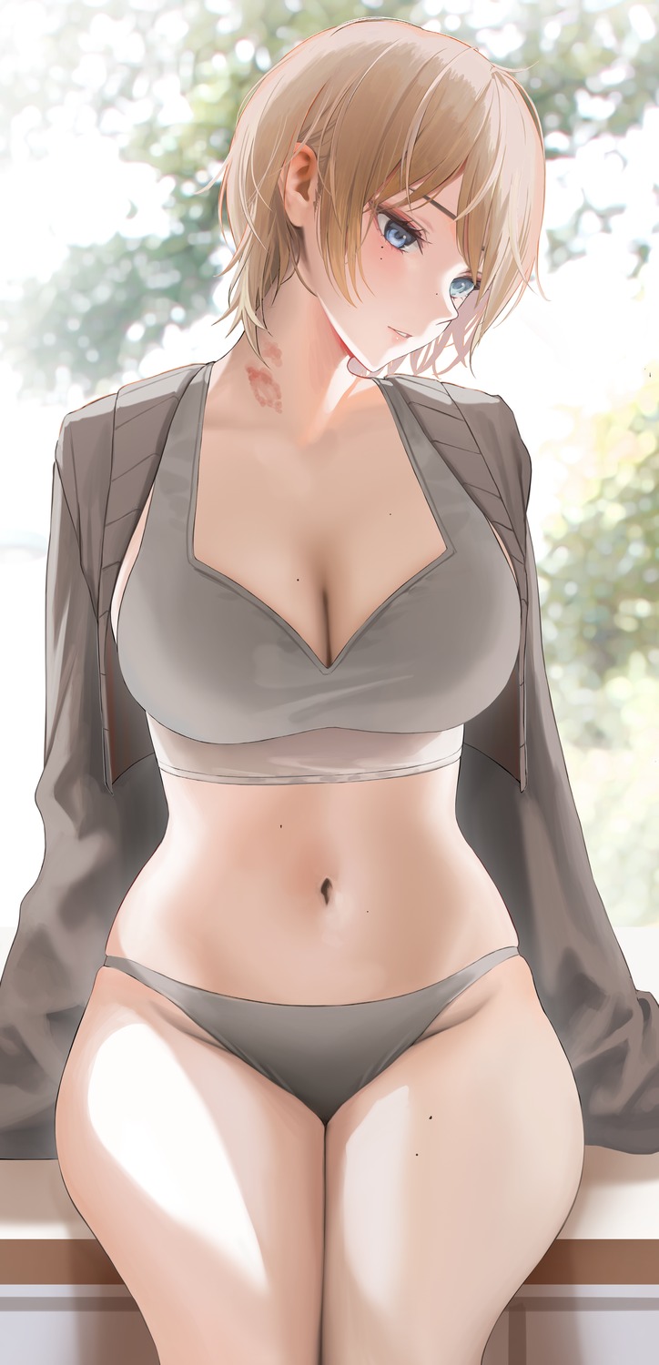 bra cleavage myabit open_shirt pantsu see_through thong