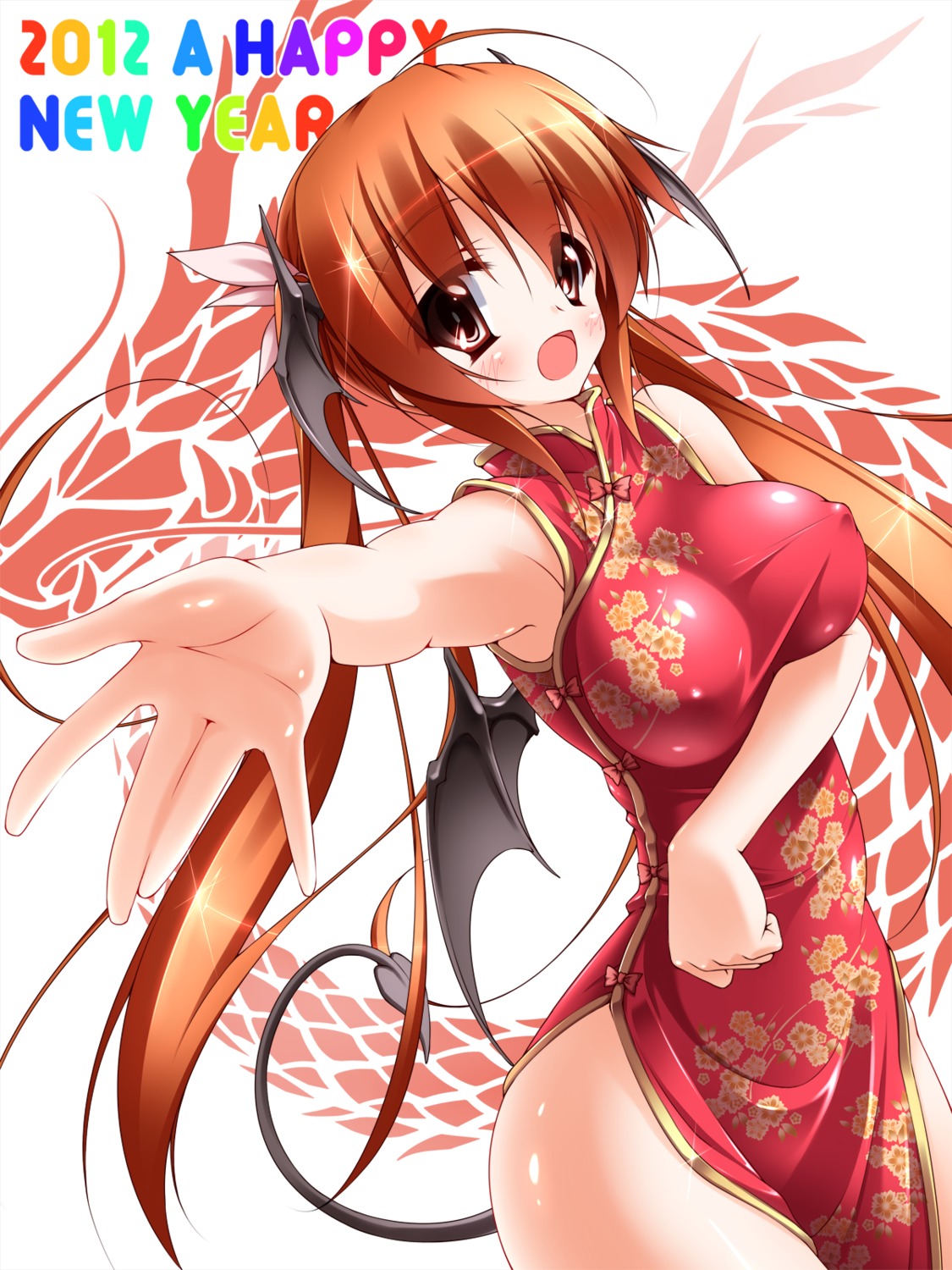 chinadress erect_nipples koakuma shinzo_midori tail touhou wings