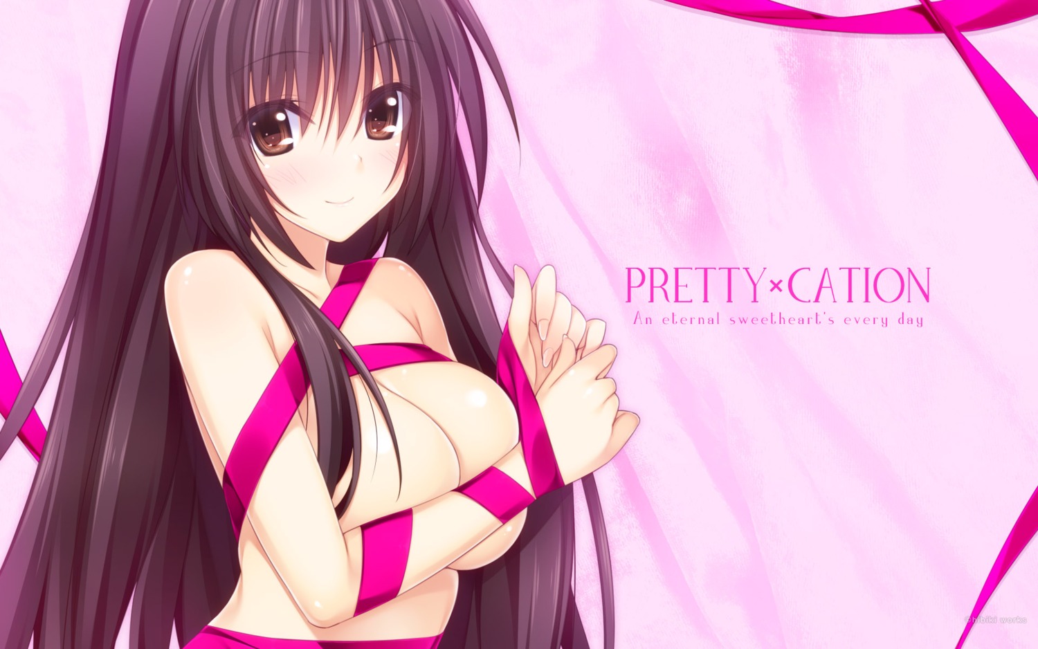 bondage breast_hold hibiki_works naked_ribbon oryou pretty_x_cation wallpaper yakuouji_komachi