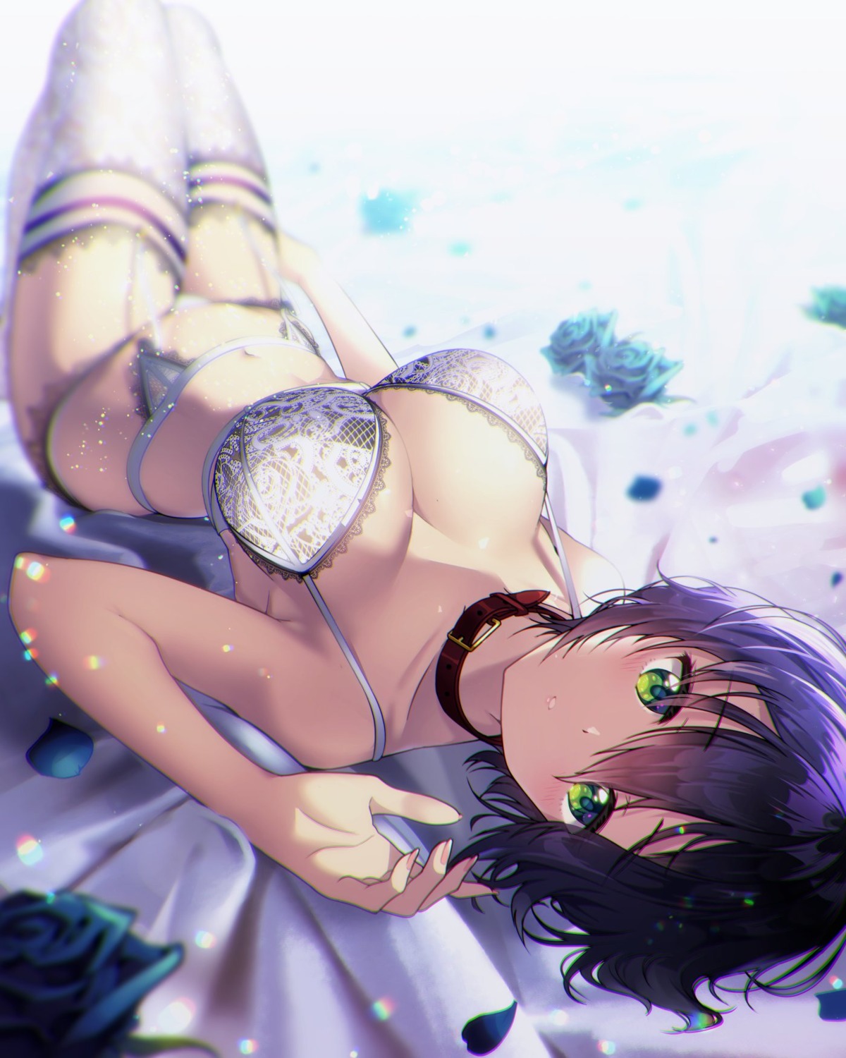 bra cleavage fujiya_takao garter_belt jpeg_artifacts lingerie pantsu stockings thighhighs