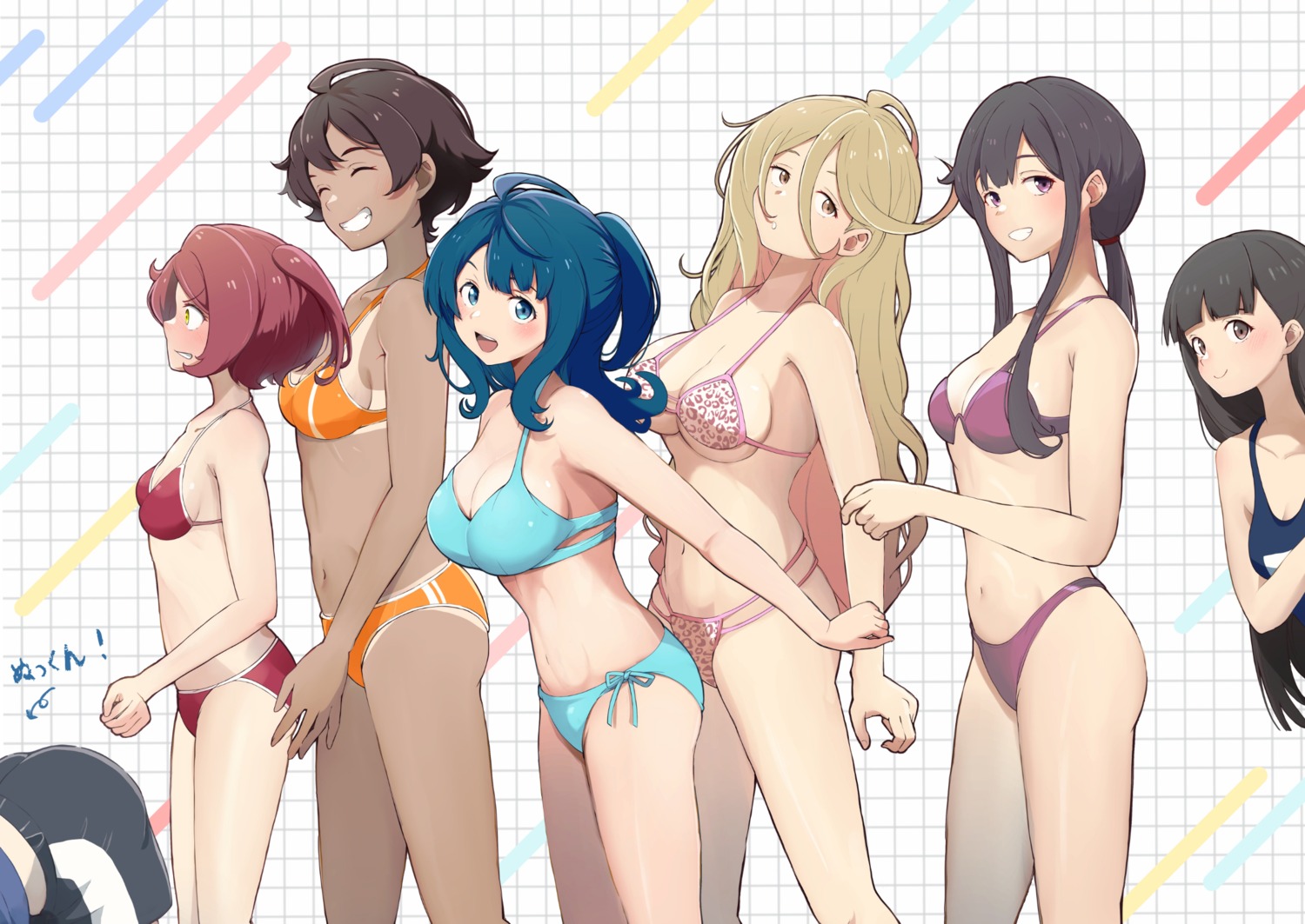 bikini komari_chika make_heroine_ga_oosugiru! mashiroshiro nukumizu_kaju nukumizu_kazuhiko school_swimsuit shikiya_yumeko swimsuits tan_lines tsukinoki_koto yakishio_lemon yanami_anna