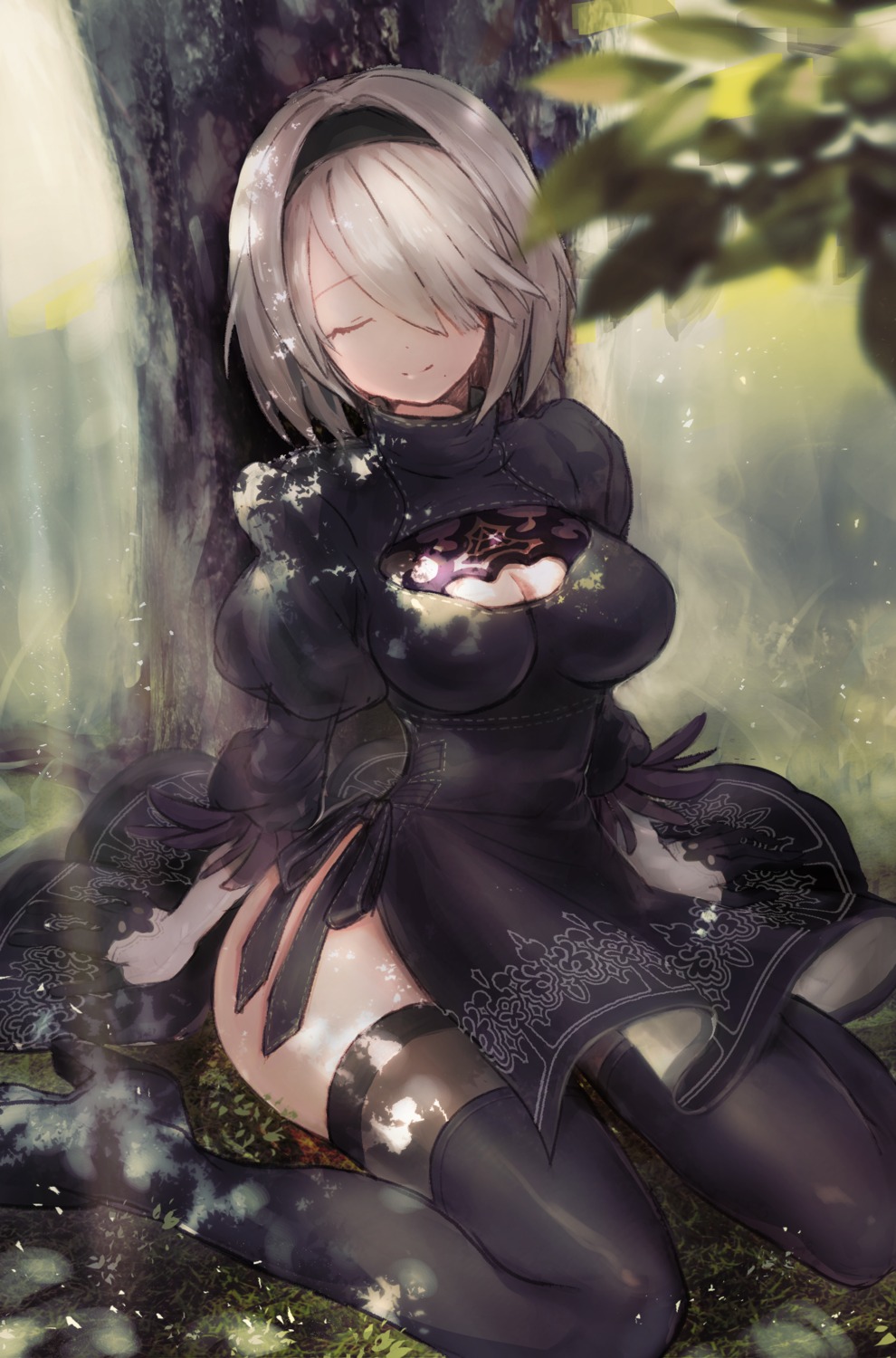 cleavage dress heels nier nier_automata sha2mo thighhighs yorha_no.2_type_b