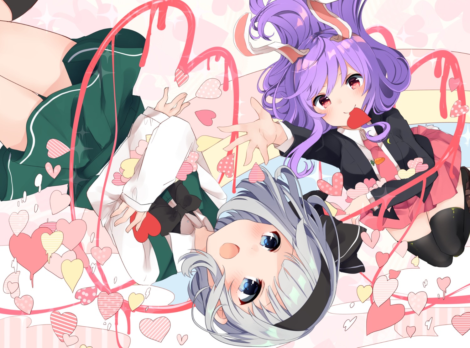 animal_ears bunny_ears karasusou_nano konpaku_youmu reisen_udongein_inaba thighhighs touhou