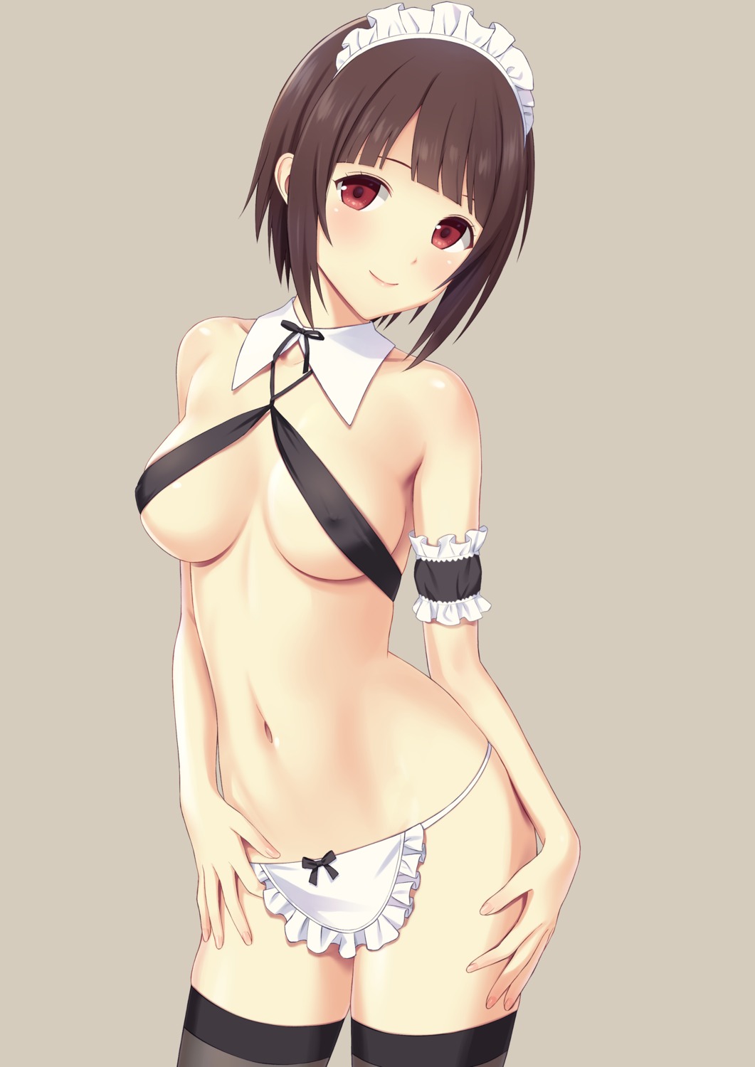 erect_nipples maid n.g. no_bra thighhighs