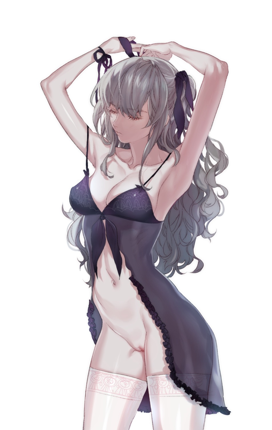 cleavage lingerie nopan pussy see_through thighhighs uncensored zuizi
