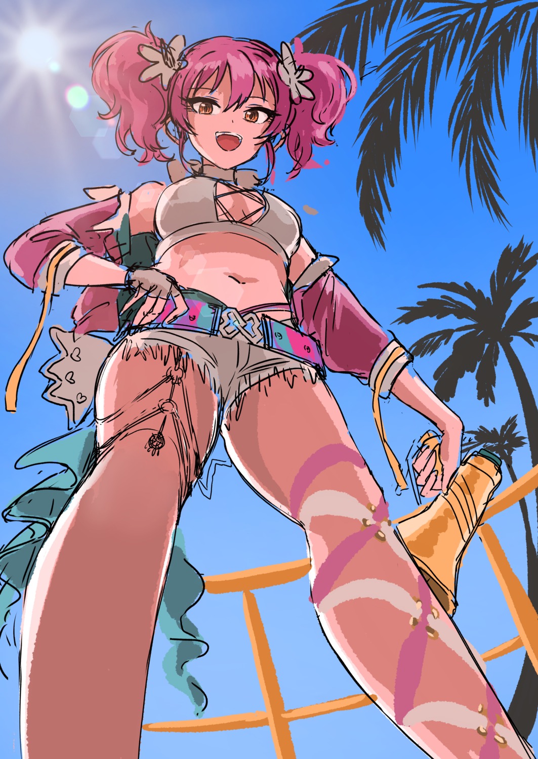 bikini_top jougasaki_mika open_shirt sketch swimsuits the_idolm@ster the_idolm@ster_cinderella_girls ushimochi