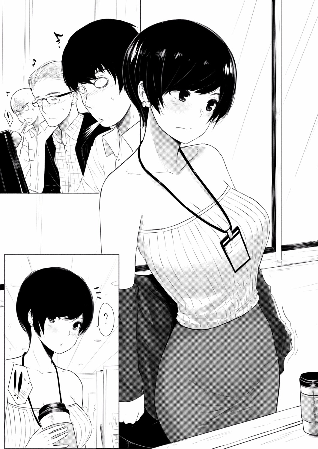 business_suit megane monochrome norman_maggot undressing