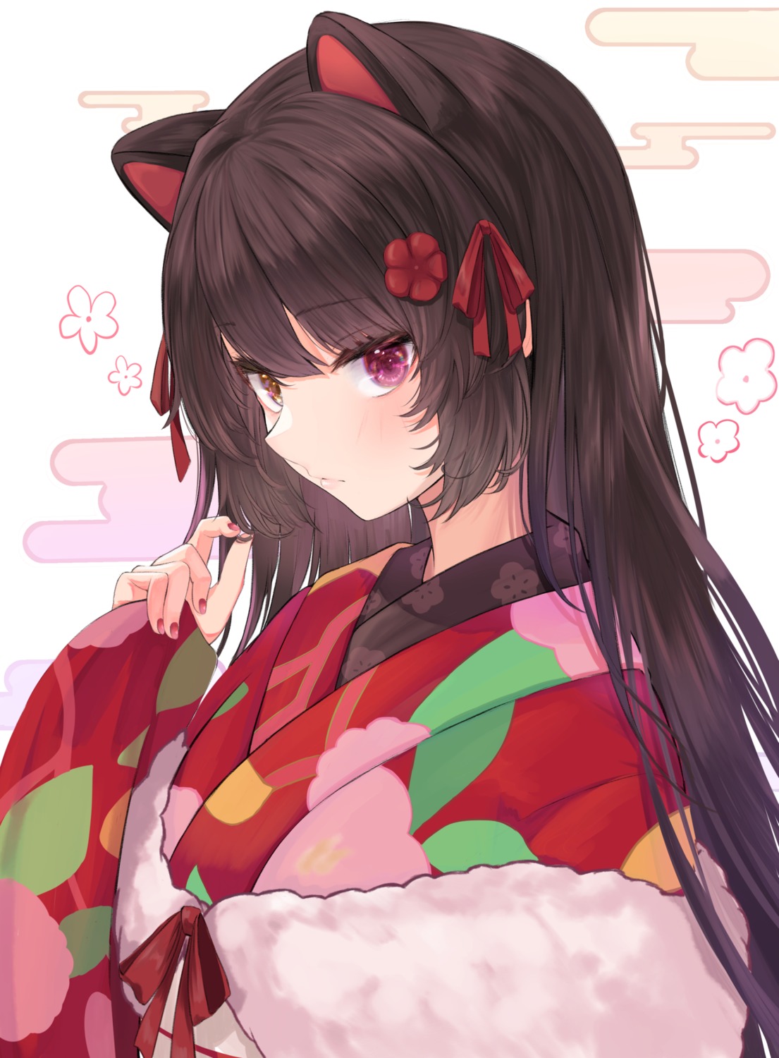 animal_ears heterochromia inui_toko inumimi japanese_clothes keichan_(user_afpk7473) nijisanji