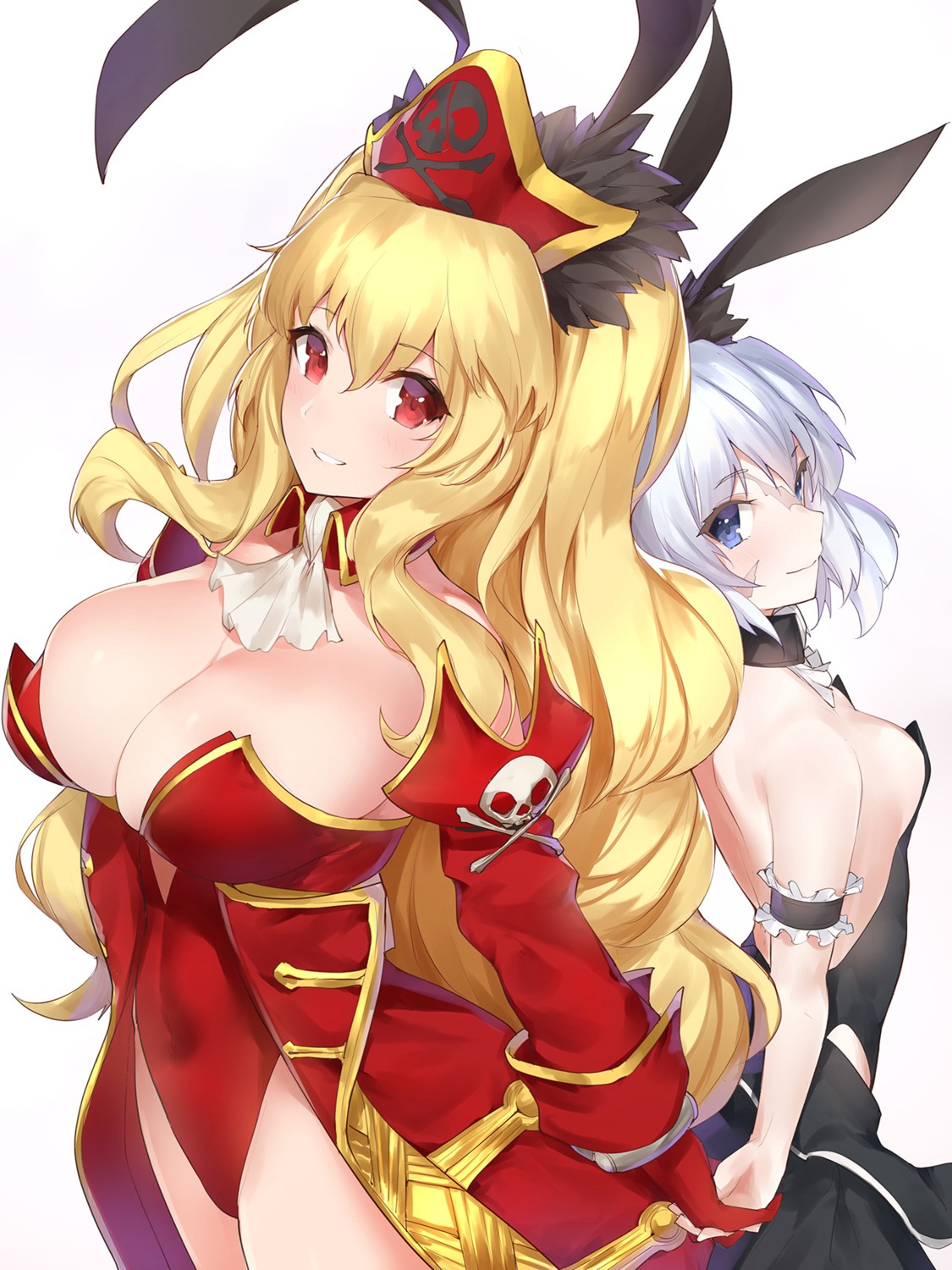 animal_ears anne_bonny_(fate/grand_order) bunny_ears bunny_girl cleavage fate/grand_order mary_read_(fate/grand_order) no_bra pirate yaman