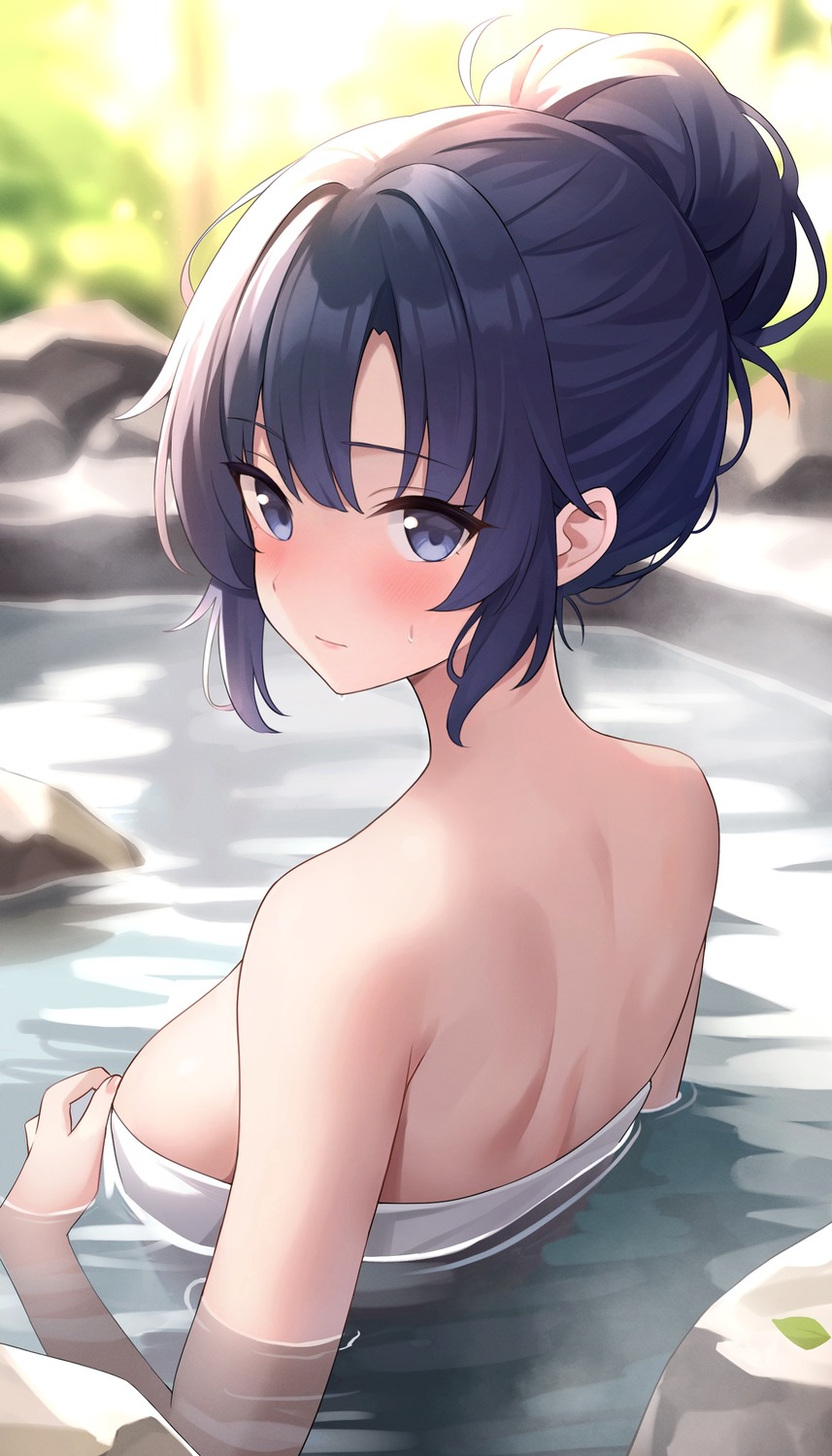 blue_archive decision5021 hayase_yuuka onsen towel wet