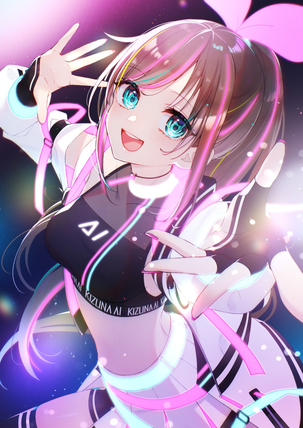 a.i._channel kitazume_kumie kizuna_ai see_through thighhighs