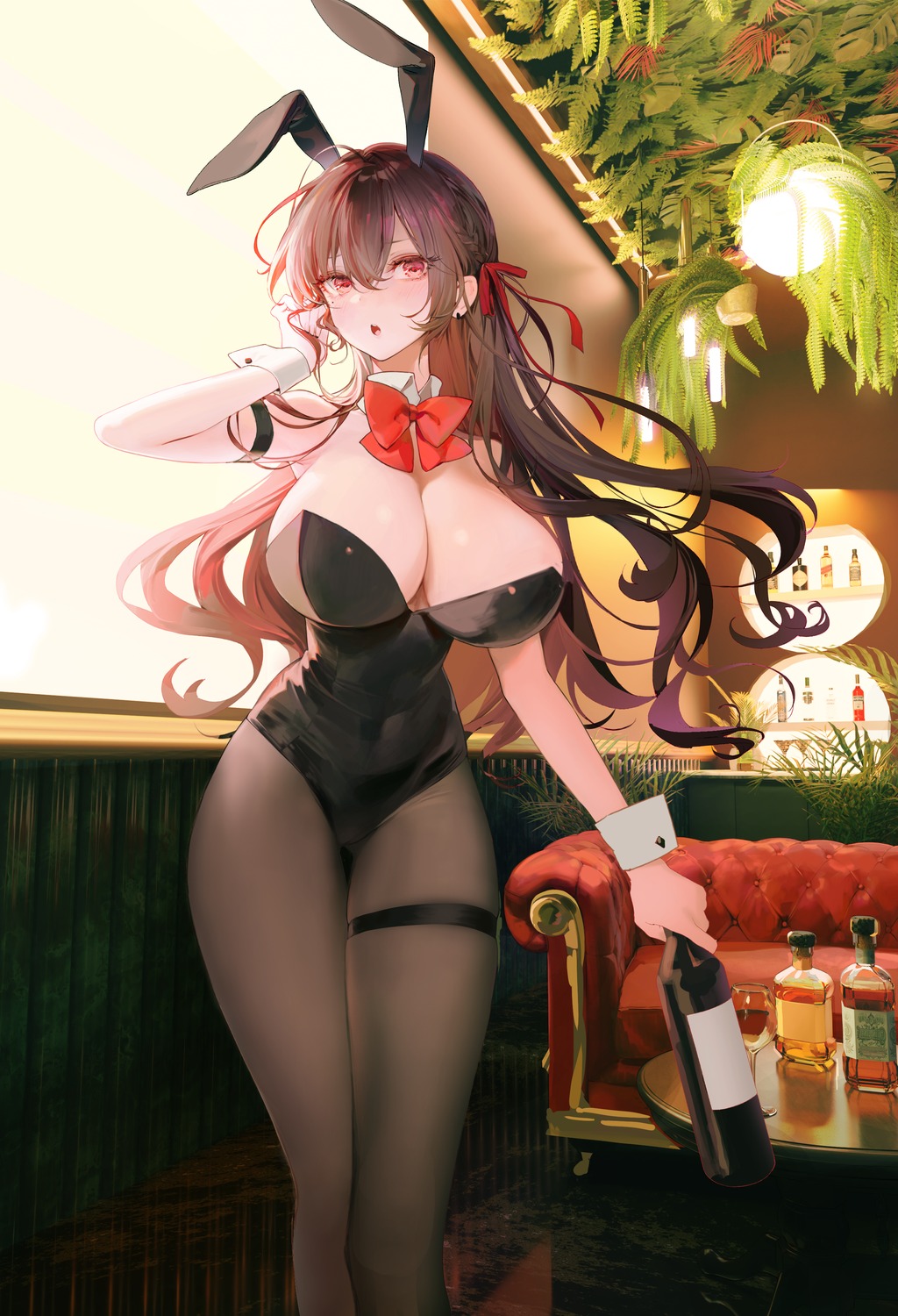 animal_ears bunny_ears bunny_girl garter no_bra oyabuli pantyhose rame_tree