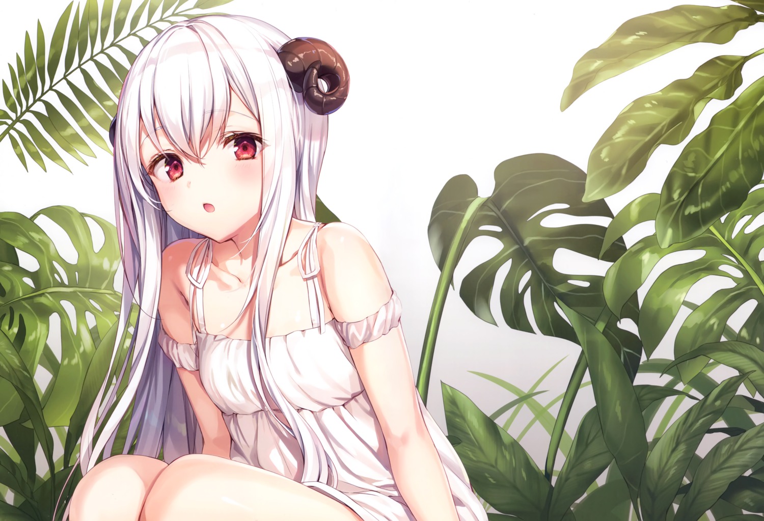 dress horns komeshiro_kasu skirt_lift summer_dress yobi_gakka