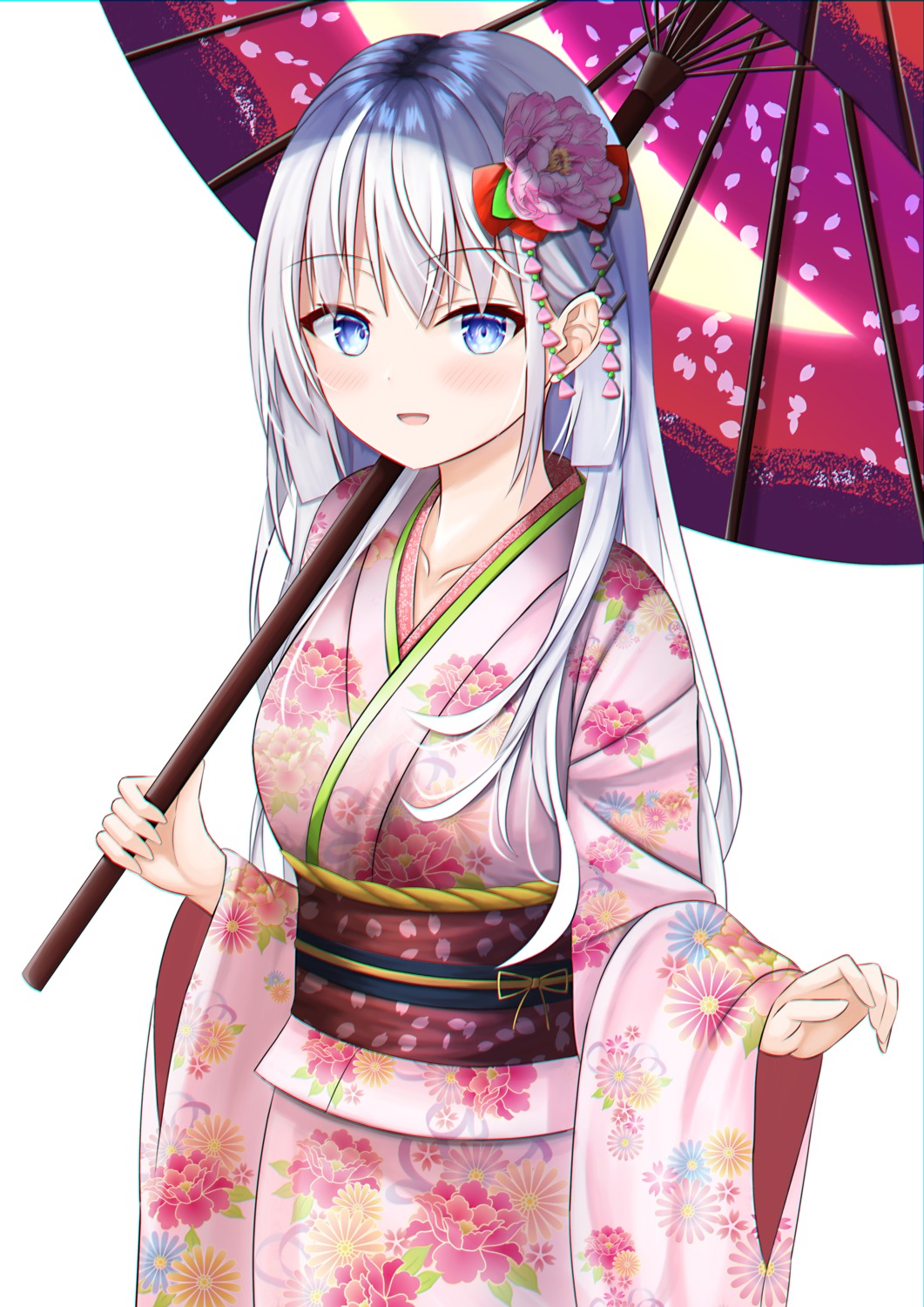 kimono mao_sirahama naruse_shiroha summer_pockets umbrella