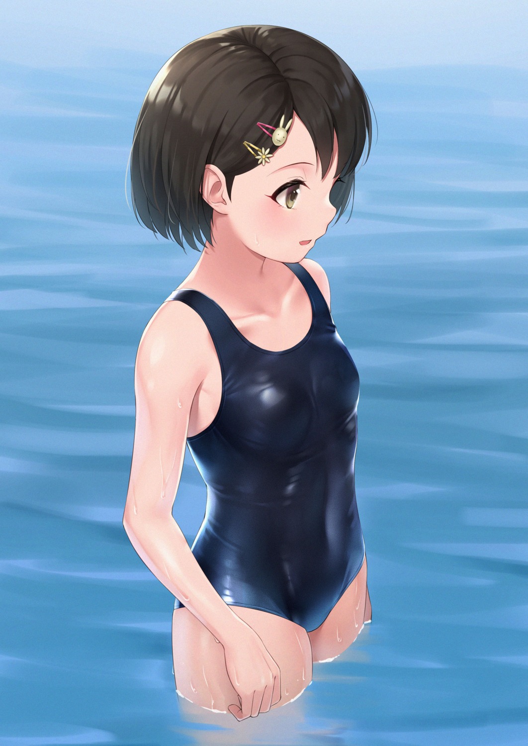 sasaki_chie school_swimsuit swimsuits the_idolm@ster the_idolm@ster_cinderella_girls the_idolm@ster_cinderella_girls_u149 tsunenorip wet