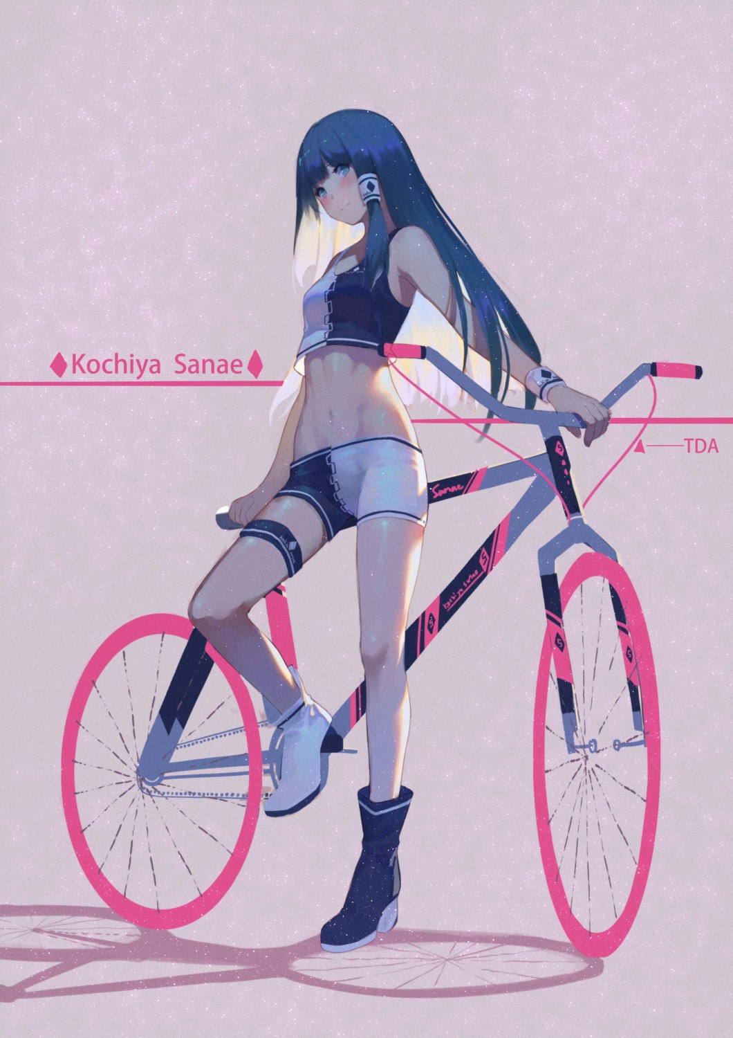 bike_shorts eiroyi garter heels kochiya_sanae touhou