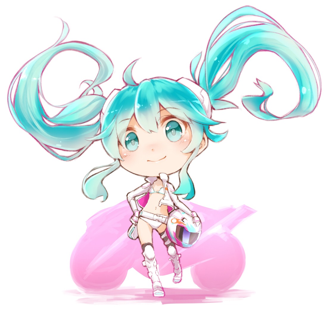 bikini chibi goodsmile_racing hatsune_miku minamito racing_miku swimsuits thighhighs vocaloid