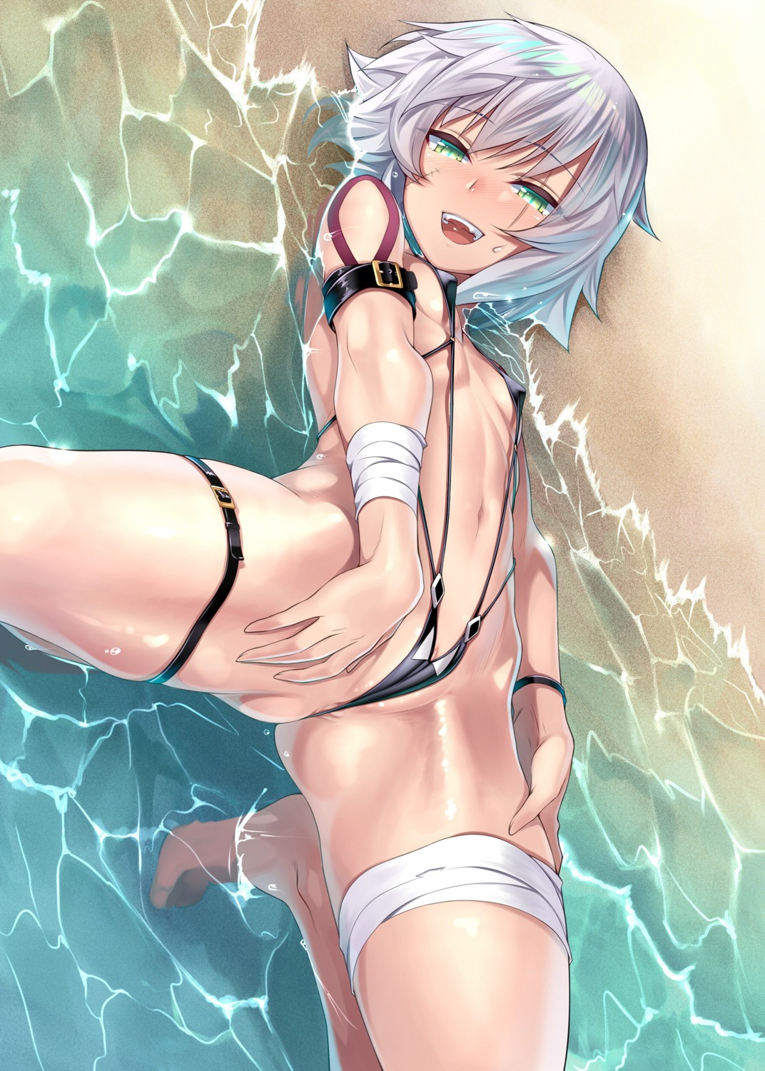 bandages bikini cameltoe erect_nipples fate/apocrypha fate/stay_night garter jack_the_ripper orochi_itto pussy swimsuits tattoo uncensored wet