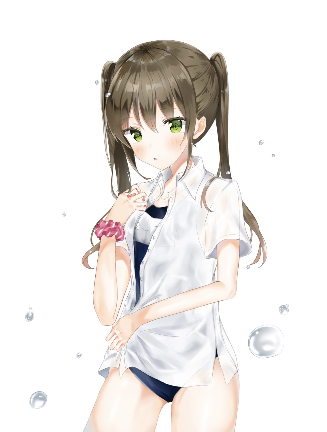 dress_shirt school_swimsuit see_through swimsuits tagme wet_clothes