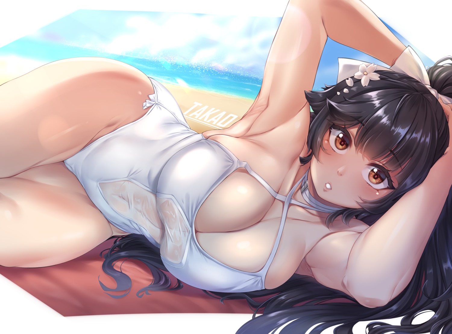 azur_lane cameltoe moisture_(chichi) see_through swimsuits takao_(azur_lane)