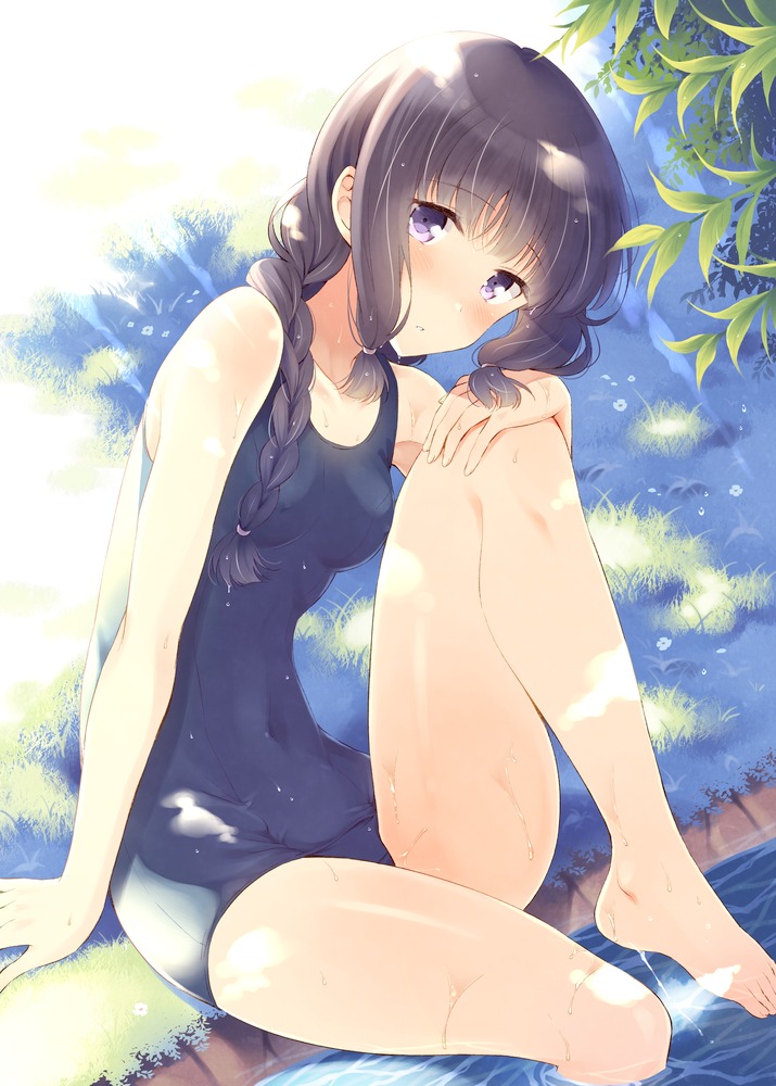 erect_nipples kantai_collection kitakami_(kancolle) komi_zumiko school_swimsuit swimsuits wet