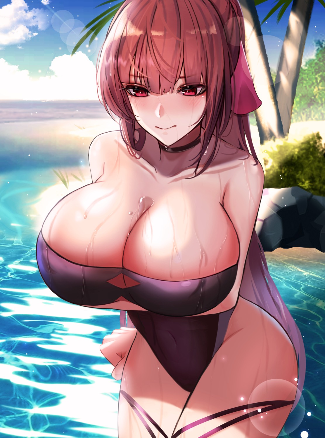 breast_hold ga_yeah girls_frontline swimsuits wa2000_(girls_frontline) wet