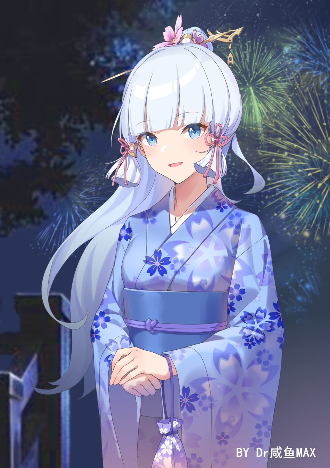 genshin_impact kamisato_ayaka saltedfishmax yukata